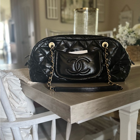 CHANEL Black Leather Bowling Bag (Brand New) - Picture 1 of 14